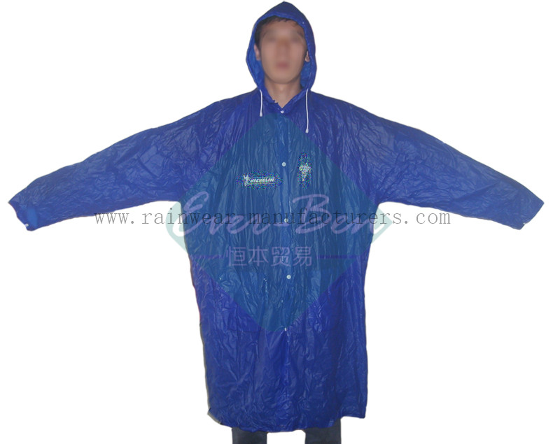 Blue pvc rainwear-festival rain mac factory